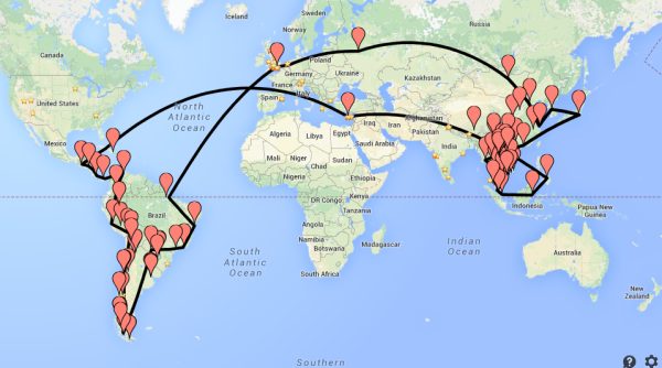 Our first attempt to create a 1 year RTW Itinerary. 