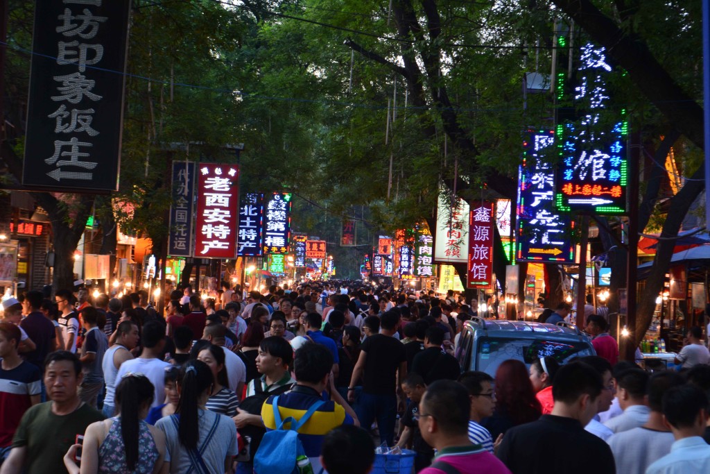 The busy Muslim Street in Xi'an